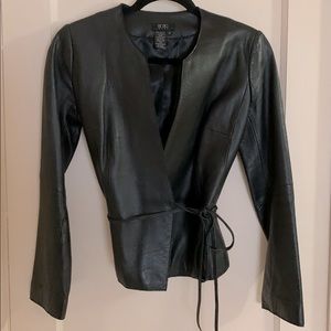 BCBG vintage leather tie jacket size 0